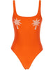 Ginevra Palm Patch Orange Swimsuit Front