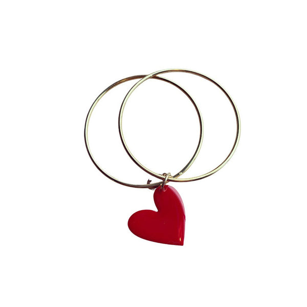Unique Milano double bracelet with enamel red heart pendant